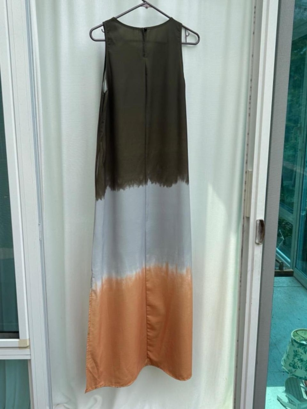SHEIN Sleeveless Colorblock Maxi Dress in Olive, Sky Blue, and Orange - Picture 2 of 7